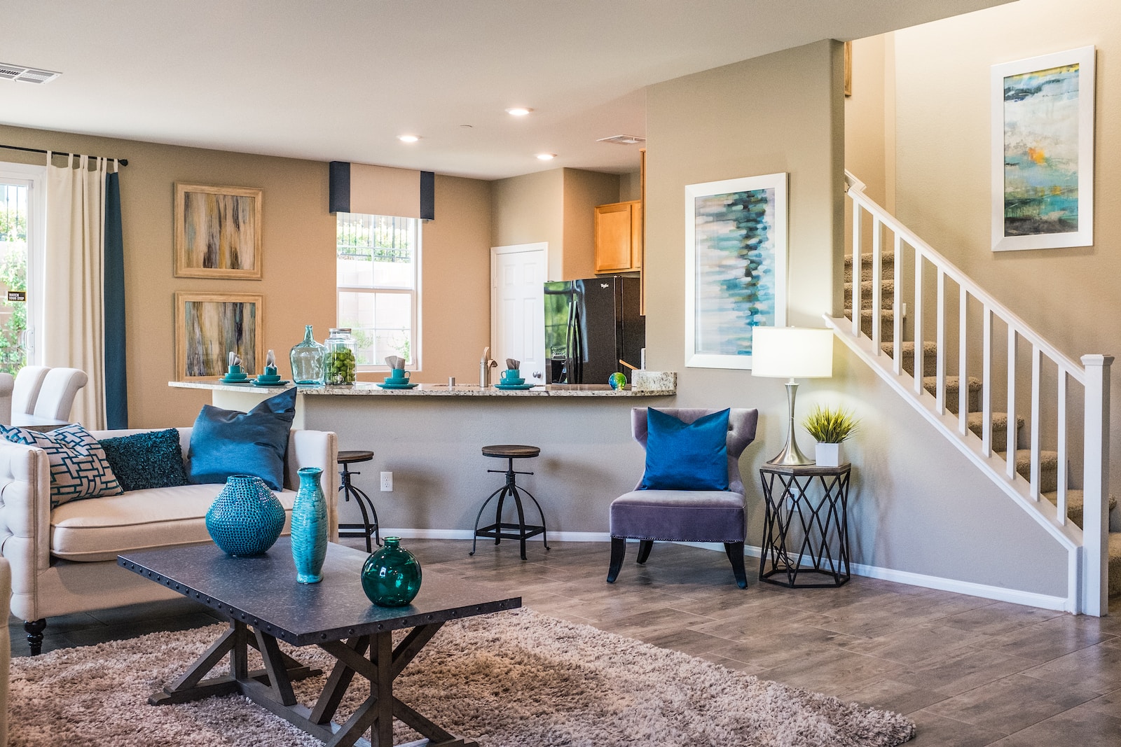 black wooden table on rug, home, homeowners