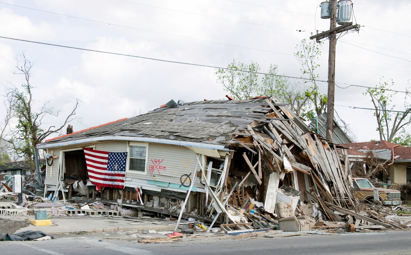 Barber Shop located in Ninth Ward, New Orleans, Louisiana, damaged by Hurricane Katrina in 2005. hurricane